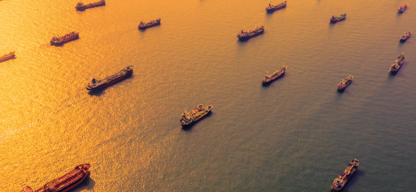 cargo ships at sea